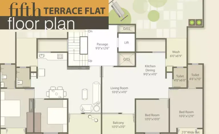 Darshanam Avenue Fifth Floor Plan - Terrace Flat