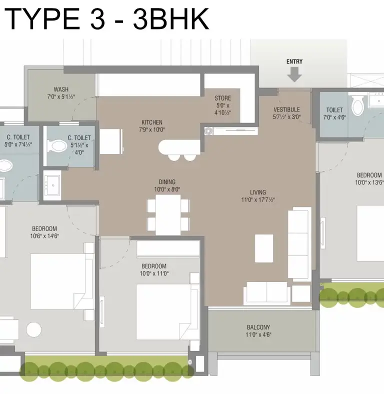 Darshanam Bliss Type 3 - 3BHK