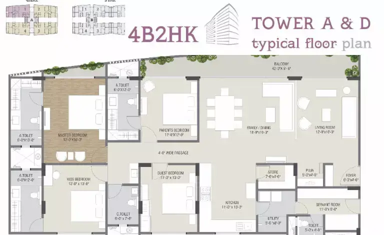 Darshanam Clublife Flats - Tower A | D - Typical Floor Plan
