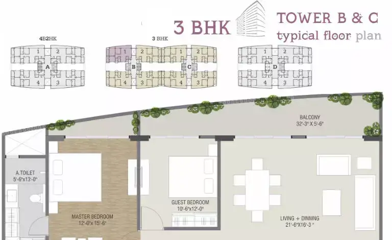 Darshanam Clublife Flats - Tower B | C - Typical Floor Plan