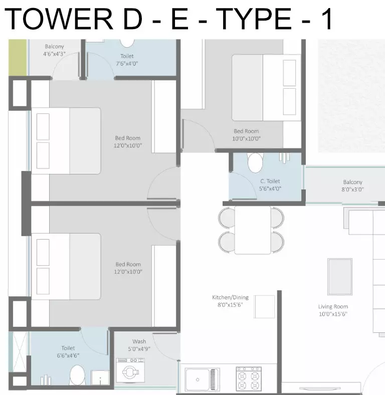 DARSHANAM CREST - TOWER D - E - TYPE - 1