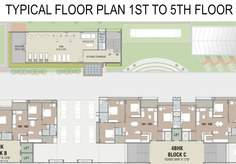 DARSHANAM GRAND - TYPICAL FLOOR PLAN 1ST TO 5TH FLOOR