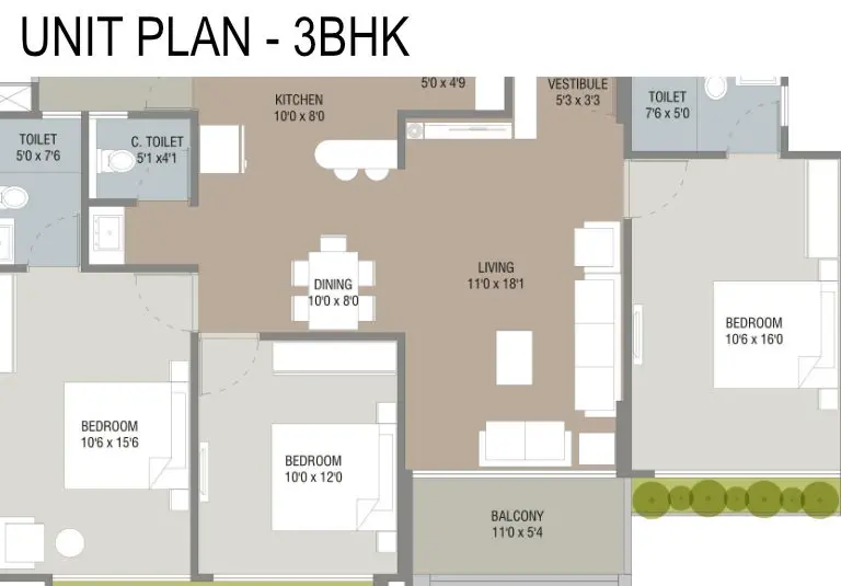 DARSHANAM GRAND - UNIT PLAN - 3BHK