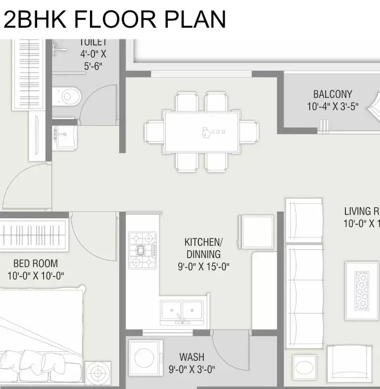 DARSHANAM HYDE PARK - 2BHK FLOOR PLAN