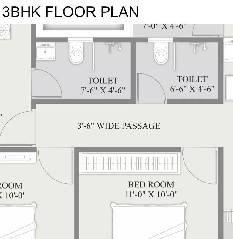 DARSHANAM HYDE PARK - 3BHK FLOOR PLAN