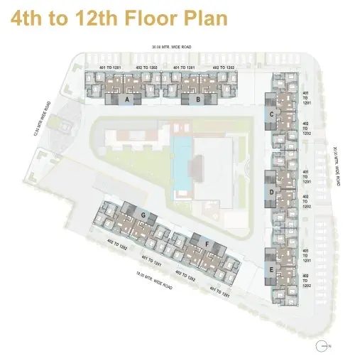 Darshanam King Square - 4th to 12th Floor Plan
