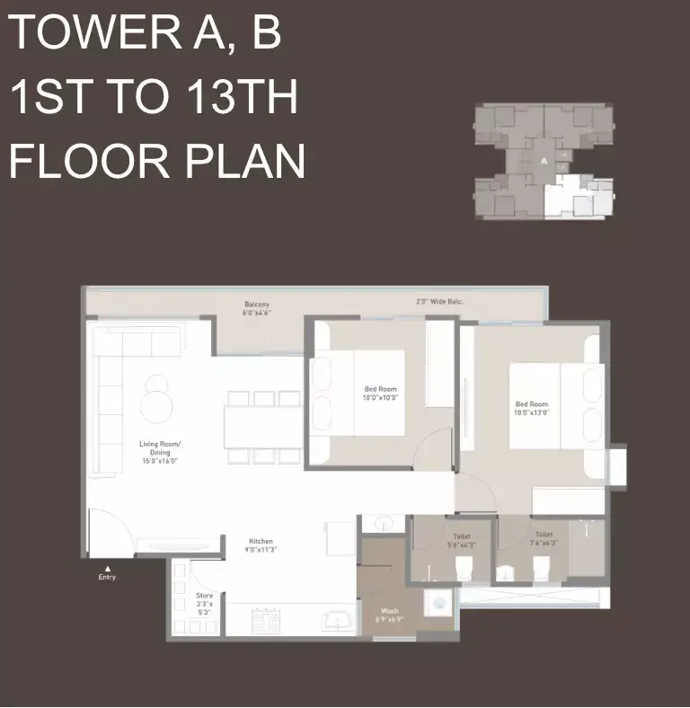 DARSHANAM PROSPERA - TOWER A, B - 1ST TO 13TH FLOOR PLAN