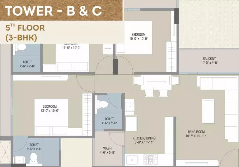 Darshanam Seltosa - Tower - B & C - 5th Floor (3-BHK)