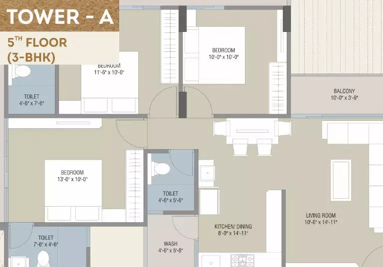 Darshanam Seltosa - Tower - A - 5th Floor (3-BHK)