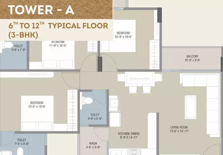 Darshanam Seltosa - A - 6th to 12th Floor (3-BHK)