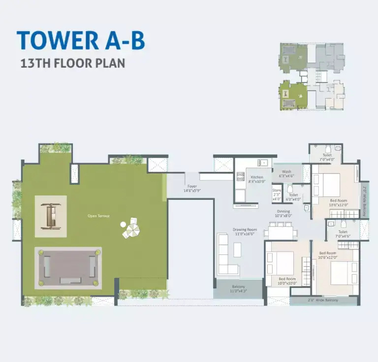 DARSHANAM SKYDECK - TOWER A, B - 13TH FLOOR PLAN