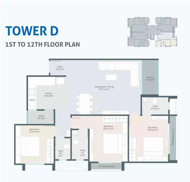 DARSHANAM SKYDECK - TOWER D - 1ST TO 12TH FLOOR PLAN