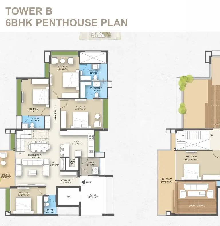 DARSHANAM SPINEL STONE - 6BHK PENTHOUSE PLAN - TOWER B