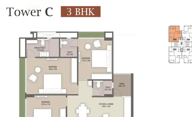 Darshanam Splendora-III - Tower C 3 BHK