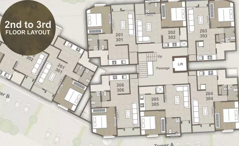 Darshanam Vista - 2nd & 3rd Floor Plan