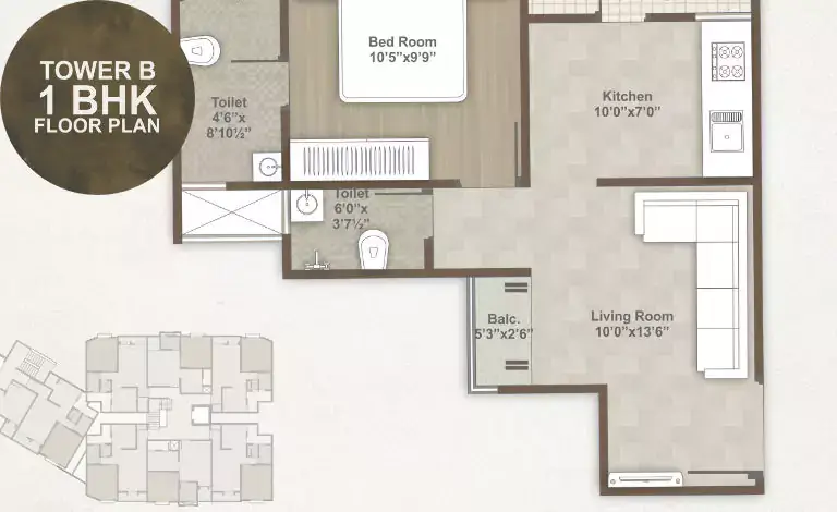 Darshanam Vista - Tower B - 1 BHK Floor Paln